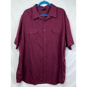 Yago Men's Size 4XL Red Short Sleeve Button Up Collared Preppy Shirt